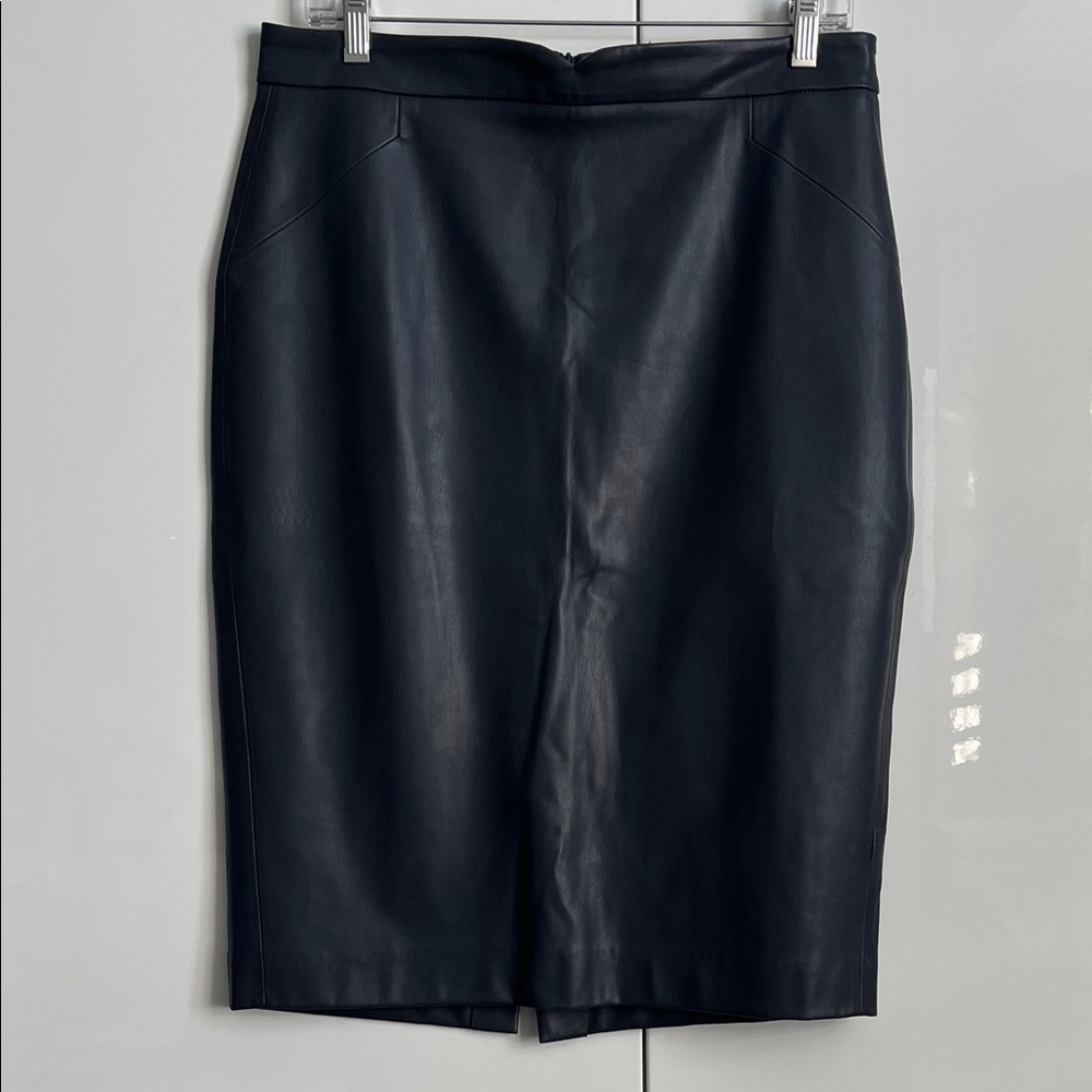 PREMISE NWOT Elegant Dark Grey Faux Leather Pencil Skirt, Size 8